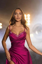 Sweetheart Sexy High Split Mermaid Sleeveless Floor-Length Prom Dress with Ruffles