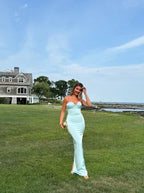 Sexy Halter Blue Sheath Prom Dress Long Evening Dress Bridesmaid Dress Y8233