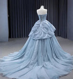Glamorous Blue Sweetheart Tulle Princess Dress,Blue Ball Gown,Blue Fairy Dress Y6472