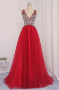 V Neckline Prom Dress Tulle Skirt Evening Dress Graduation Party Dress Formal Dress Dresses For Prom Special Occasion Dress Y792