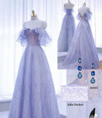 Sparkly Tulle Sequins A Line Ball Gown Fairy Prom Dress Y7793