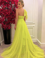 Prom Dresses with One Shoulder Slit in Prom Dress SYP12