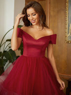 Tulle Ruffles Off-the-Shoulder Prom Dresses SYP141
