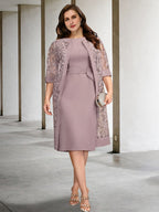 A-Line/Princess Jewel Neck Knee-Length Mother of the Bride Dresses
