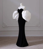 Black one-shoulder evening dress high-end mermaid banquet temperament prom dress Y4382