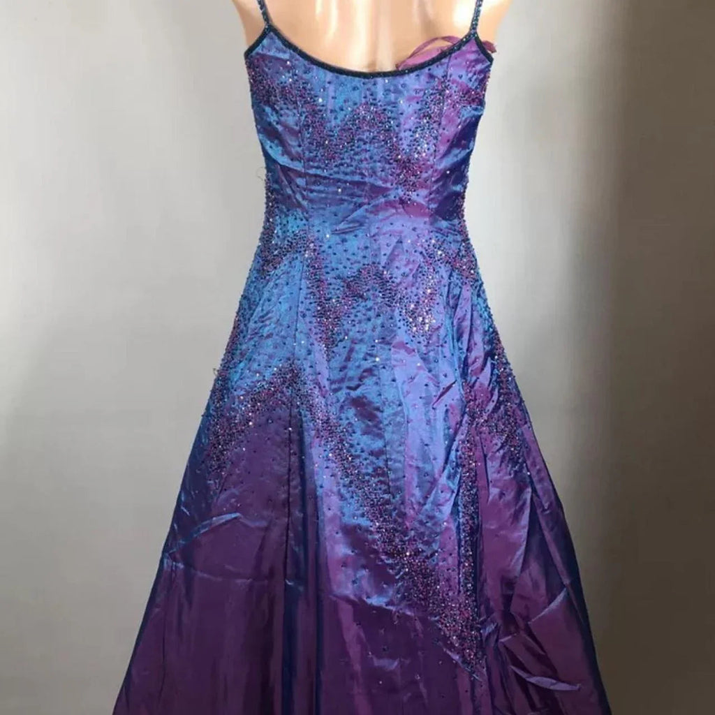Gorgeous Purple Beaded A Line Evening Gown Spaghetti Straps Party Prom Dress Y7955