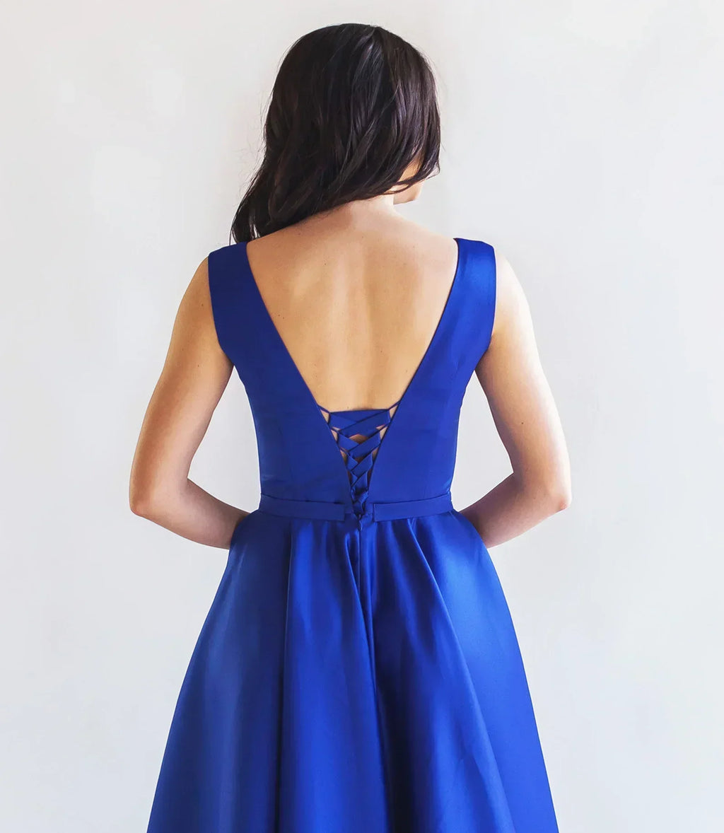 Satin Prom Dress Lace Up Formal Dress SYP187
