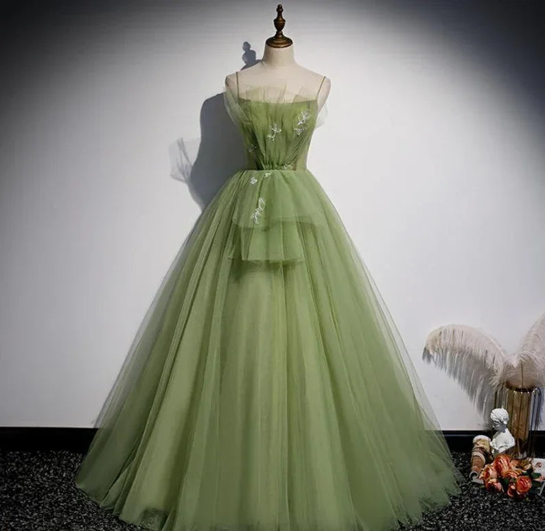 Girls Formal Evening Dress Women's Prom Dresses Party Graduation Gowns Long Green Party Dresses Y4379