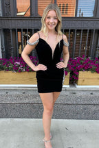 Sheath Velvet Homecoming Dress with Beading