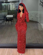Charming Red Sequin Sheath Prom Dress Red Evening Dress Y4701