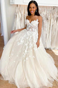 Wedding Gowns Sweetheart Neck Boho 3D Lace Wedding Dresses