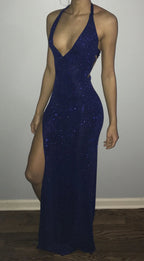 Sexy Royal Blue Evening Dress Glitter Royal Blue Prom Gown Y4419