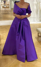 Purple A-line Satin Long Prom Dress,Purple Evening Dress ,Y2435