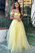 Off-the-Shoulder Bustier A-Line Tulle Prom Dress Formal Dress