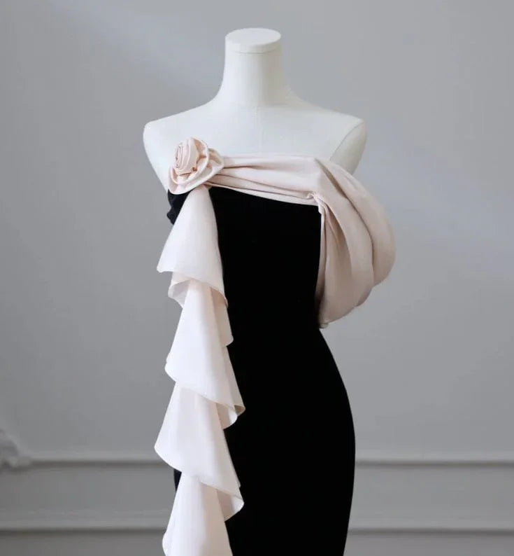 Elegant Satin Mermaid Train Formal Party Dress Prom Evening Dress Y6414
