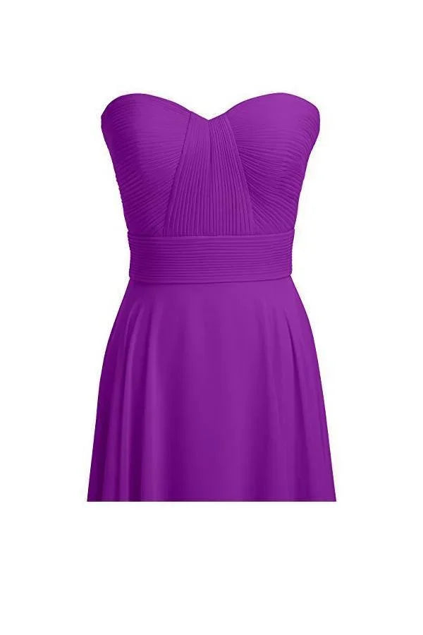 A-line Chiffon Bridesmaid Dress Floor Length Prom Evening Gown BD004