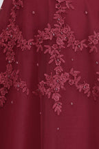 A-Line Crew Floor Length Sleeveless Plus size Tulle Appliqued Evening Dresses with Crystals
