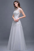 A-line Floor-length Tulle Prom Dress with Appliques