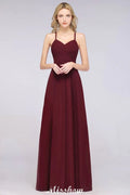 A-Line Halter V-Neck Sleeveless Bridesmaid Dress Ruffles Evening Swing Dress