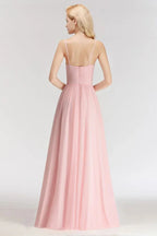 A-line Long Sweetheart Spaghetti Sleeveless Bridesmaid Dress