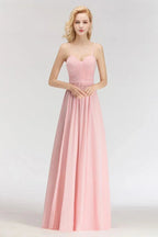 A-line Long Sweetheart Spaghetti Sleeveless Bridesmaid Dress
