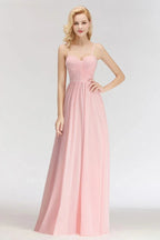 A-line Long Sweetheart Spaghetti Sleeveless Bridesmaid Dress