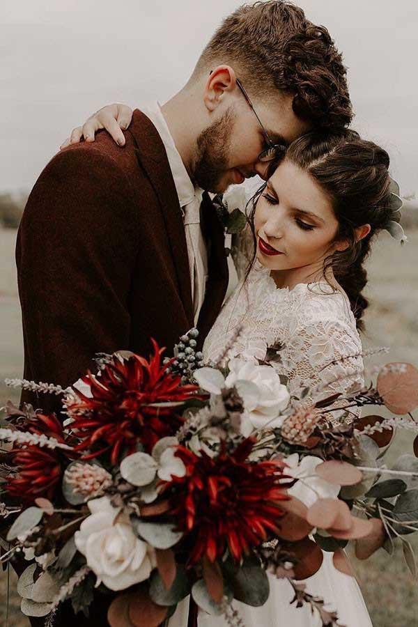 A-Line Round Neck Backless Lace Top Wedding Dress with Long Sleeves
