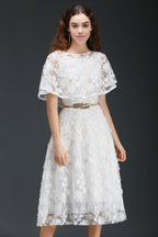 A-line Short Lace Crystal Homecoming Dress