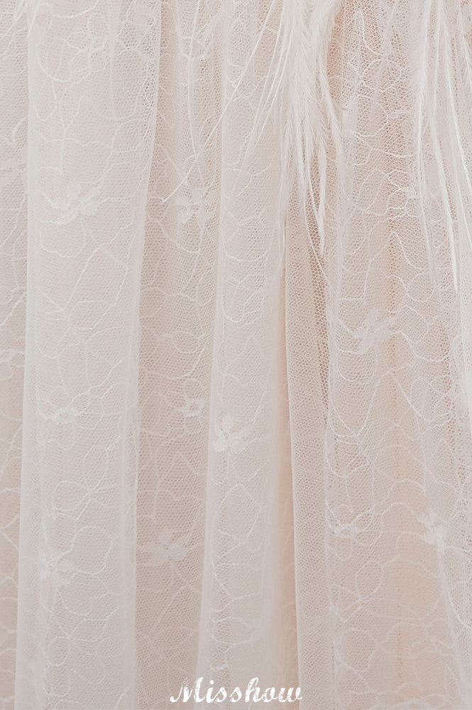 A-line Sleeveless Floor Length Lace Ivory Wedding Dress