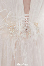 A-line Sleeveless Floor Length Lace Ivory Wedding Dress
