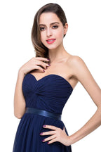 A-line Strapless Chiffon Bridesmaid Dress with Draped