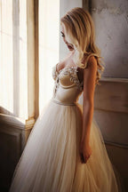 A-line  Straps Floor length Beading Wedding Dress Long Prom Dress