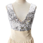 A-line V-neck Sequined Chiffon Party Dress