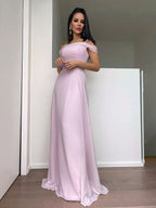 A-Line/Elegant Chiffon Beading Straps Sleeveless Floor-Length Prom Dresses
