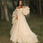 Pleated tulle pregnant women's dress, pregnant women's photography props dress baby shower dress