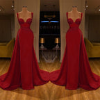 Stunning Long Sweetheart Mermaid Satin Prom Dresses with High Slit