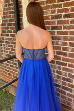 Abysmal | A-Line Strapless Beads Empire-Waist Sleeveless Prom Dress With Slit