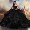 Black Sweetheart Layer Prom Dress Customize Quinceanera Dress Tulle Off-Shoulder Dress Coming of Age Ceremony Dress