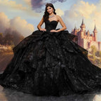 Black Sweetheart Layer Prom Dress Customize Quinceanera Dress Tulle Off-Shoulder Dress Coming of Age Ceremony Dress