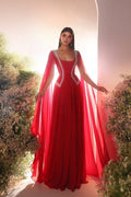 Amazing A-Line Tulle Scoop Sleeveless Red Prom Dress With Ruffles