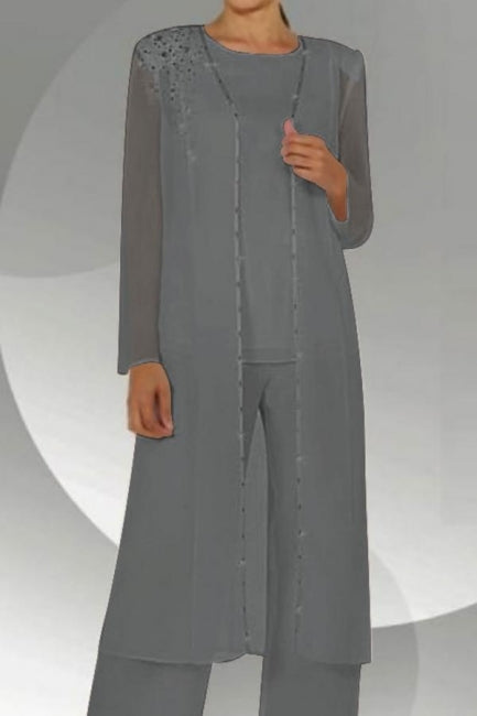 Amazing Two Pieces Mother of The Bride Suit Chiffon Scoop Bridesmaid Dresses