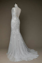 Amazing V-neck Appliques Mermaid Elegant Wedding Dresses