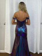 Amiyah | Mermaid Off the Shoulder Purple Metallic Long Prom Dress