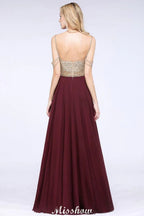 Appliques Spaghetti Straps Prom Dresses | A-Line Sleeveless Evening Dresses