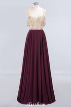 Appliques Spaghetti Straps Prom Dresses | A-Line Sleeveless Evening Dresses