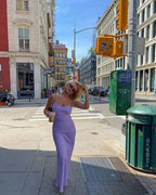 Charming Backless Purple Party Prom Dress Evening Gown Y7479