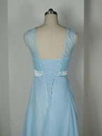 Baby Blue Lace Tank Bridesmaid Dresses For Wedding Party BD012