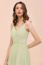 Backless Sage Bridesmaid Dress Floor Length Spring /Summer Maid of honor Dress