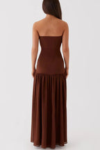 Eden Patchwork Semi-sheer Chiffon Strapless Maxi Dress