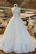 Beautiful A-Line Spaghetti Straps Appliques Wedding Dresses With Lace